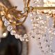 Vintage Italian Style Brass Enameled Chandelier with Clear Garland Strands - 2 cm Drops